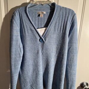 Christopher and Banks v neck layered look light blue sweater size extra large